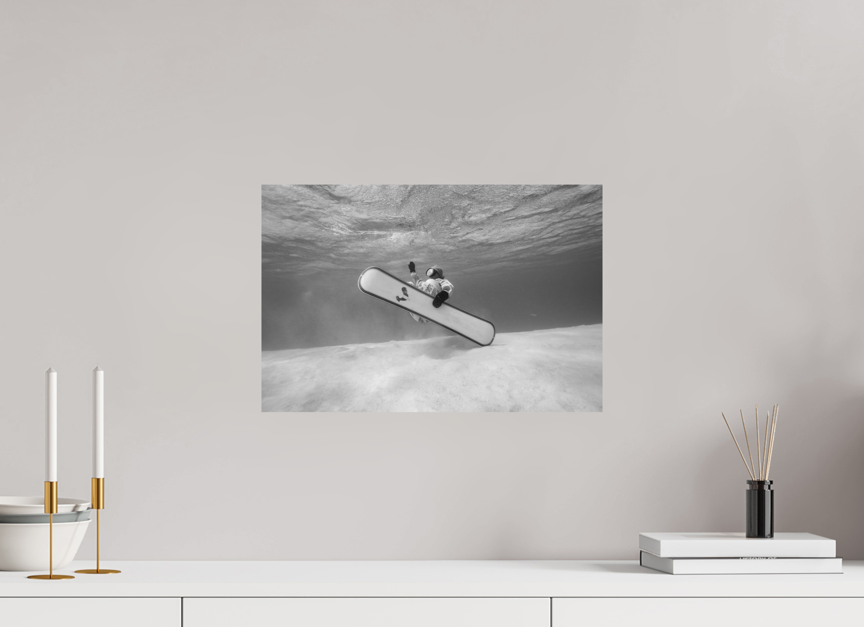 45 x 30 cm, Print Hahnemühle Bright white Underwater Snowboarding