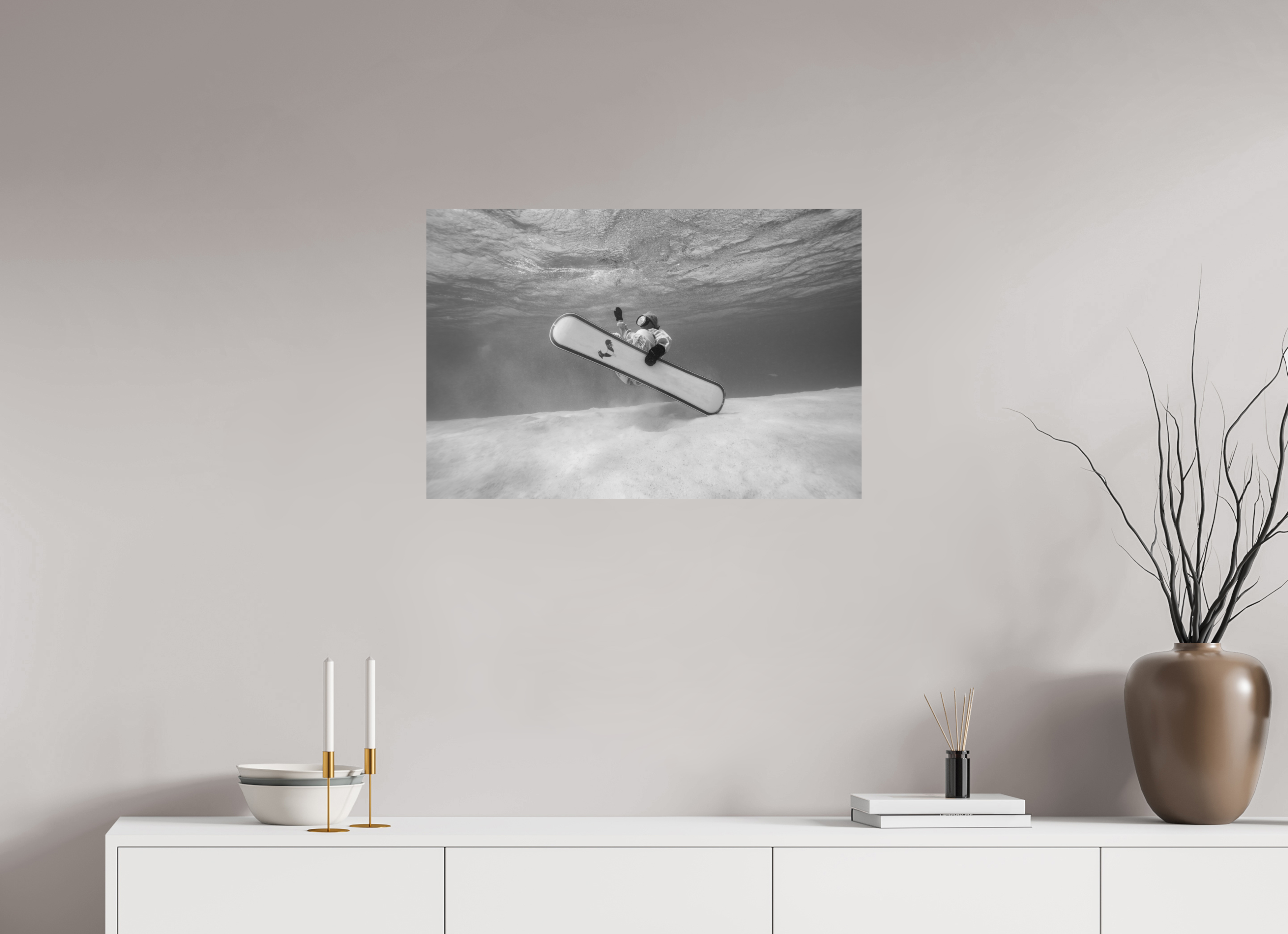 75 x 50 cm, Print Hahnemühle Bright white Underwater Snowboarding