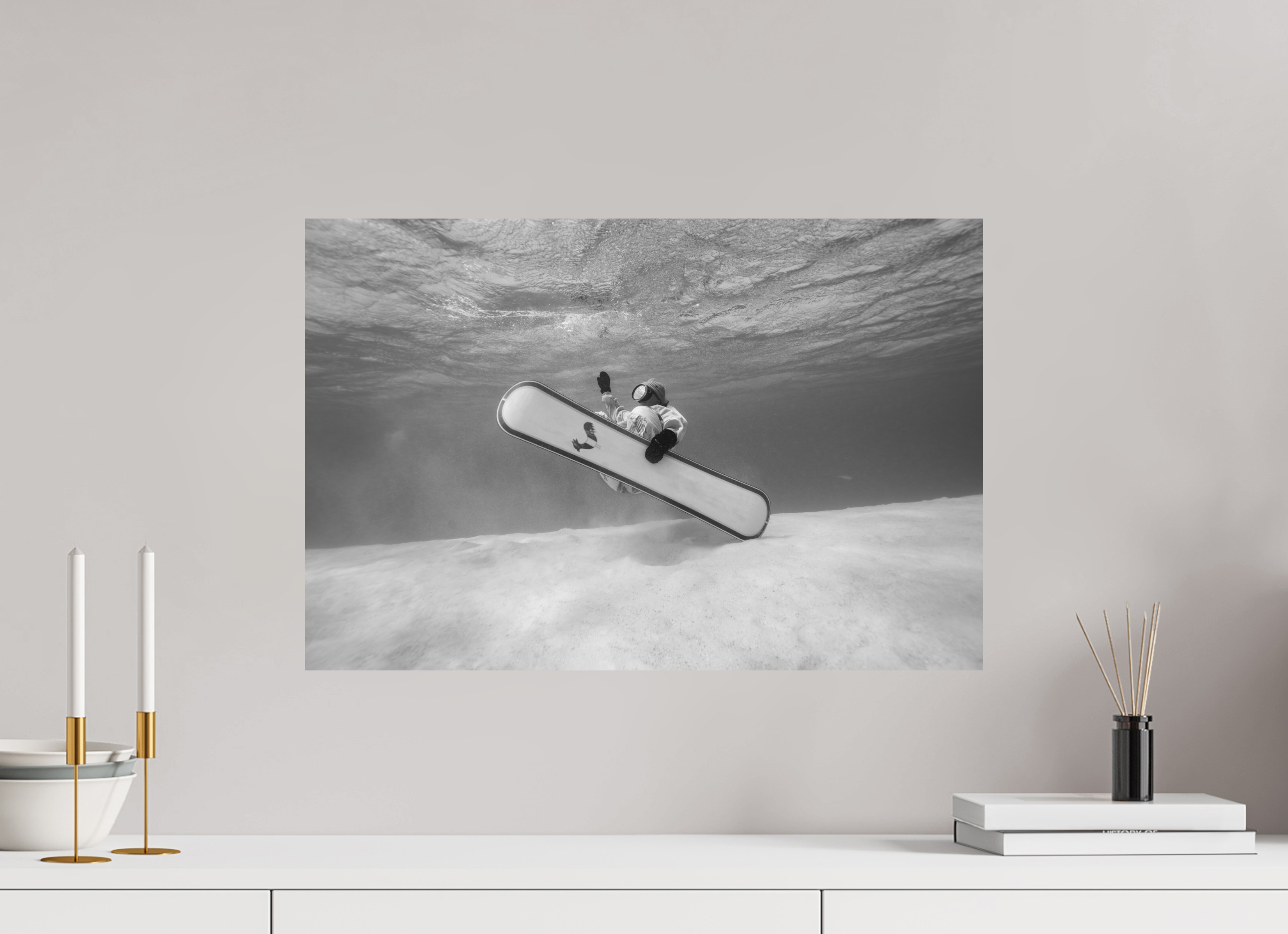 60 x 40 cm, Print Hahnemühle Bright white Underwater Snowboarding