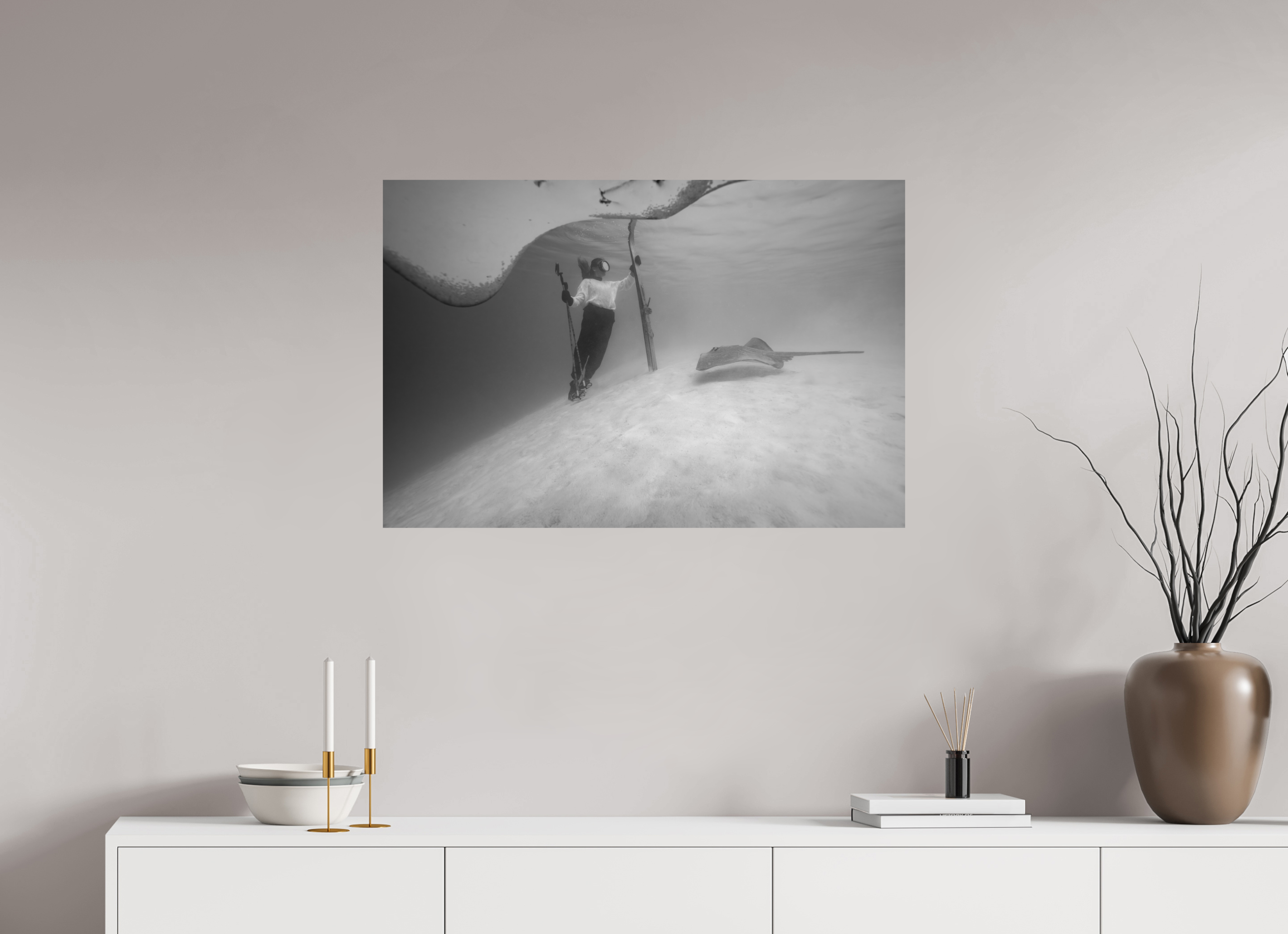 90 x 60 cm, Print Hahnemühle Bright white Underwater Skiing