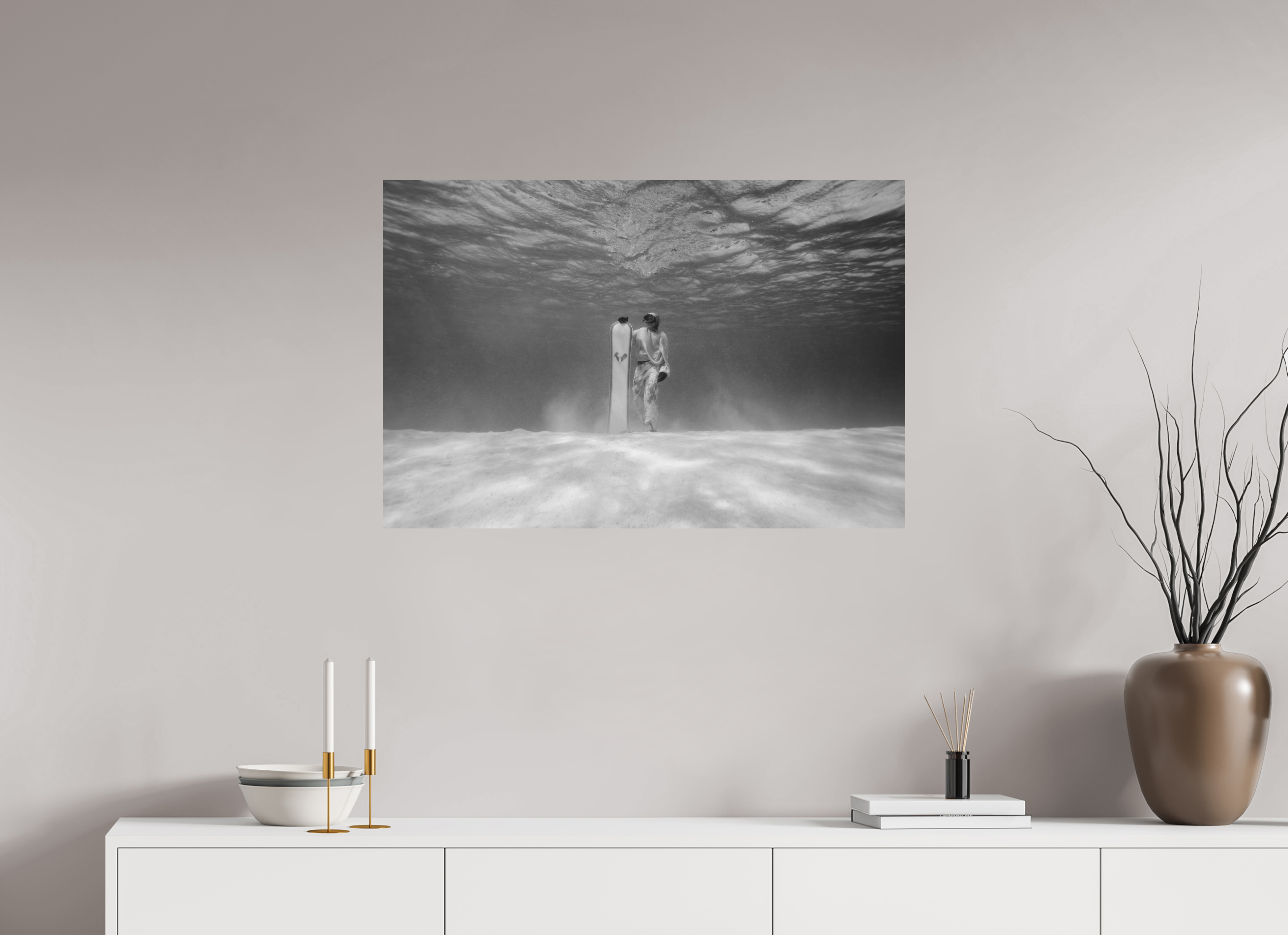 90 x 60 cm, Print Hahnemühle Bright white Underwater Snowboarding II